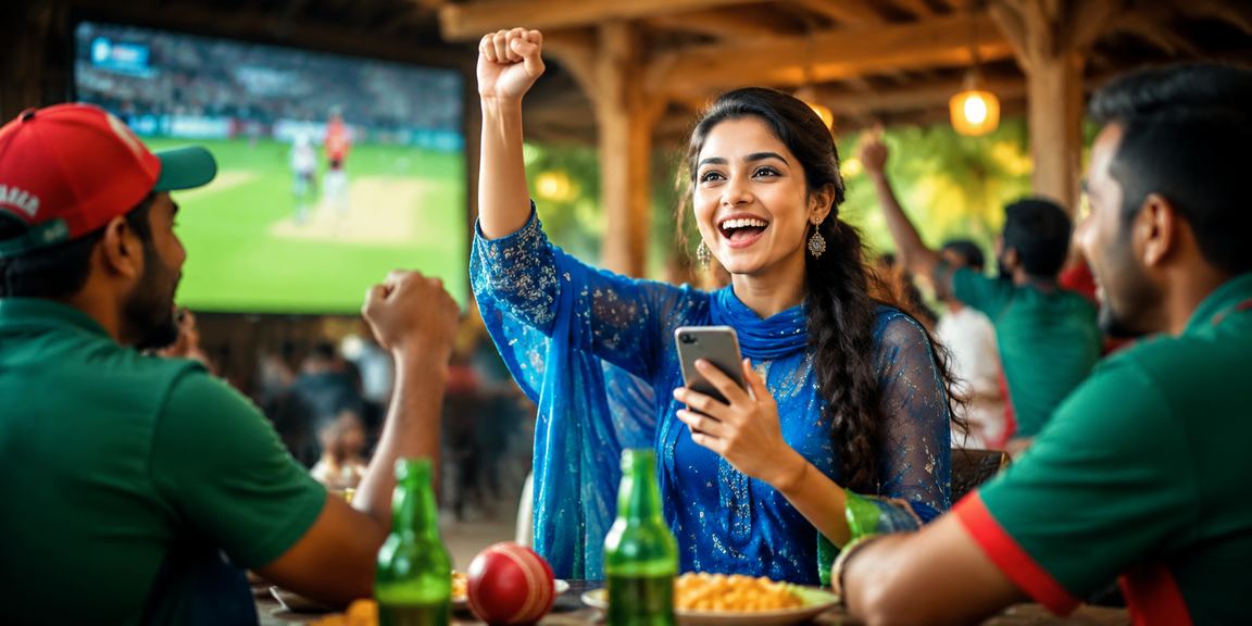 বগুড়ায় সালোয়ার কামিজ পরে ক্রিকেট বেটিং উপভোগ করছেন একজন বাংলাদেশি নারী